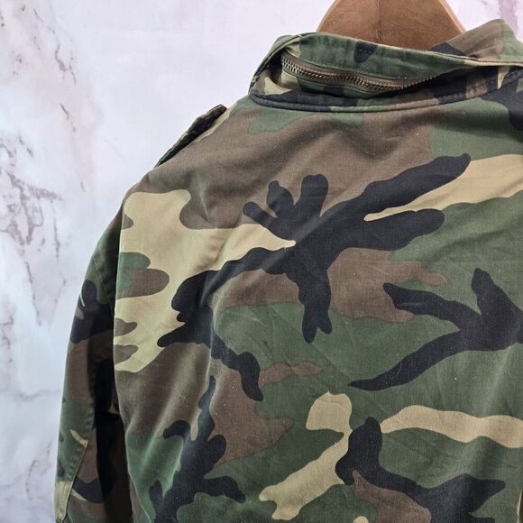 Military Jacket Mens Small Red Jungle Woodland Camo Cold Weather Lined Field - Picture 6 of 13